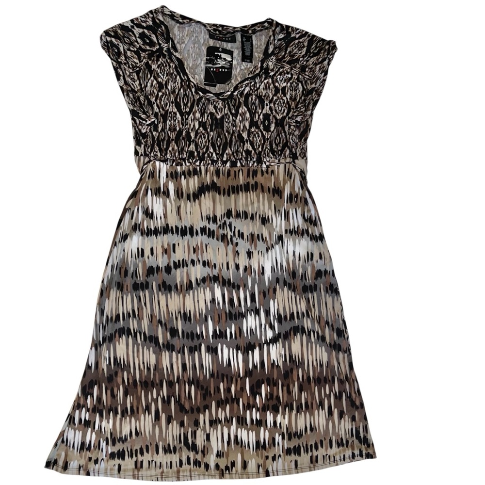 Axcess Elegant Brown Patterned Knit Dress Sz L